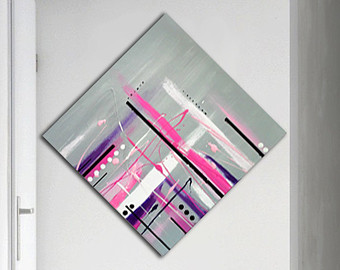 340x270 Black And White Painting On Canvas. 24x48. Canvas Art. Modern - Girly Canvas Painting