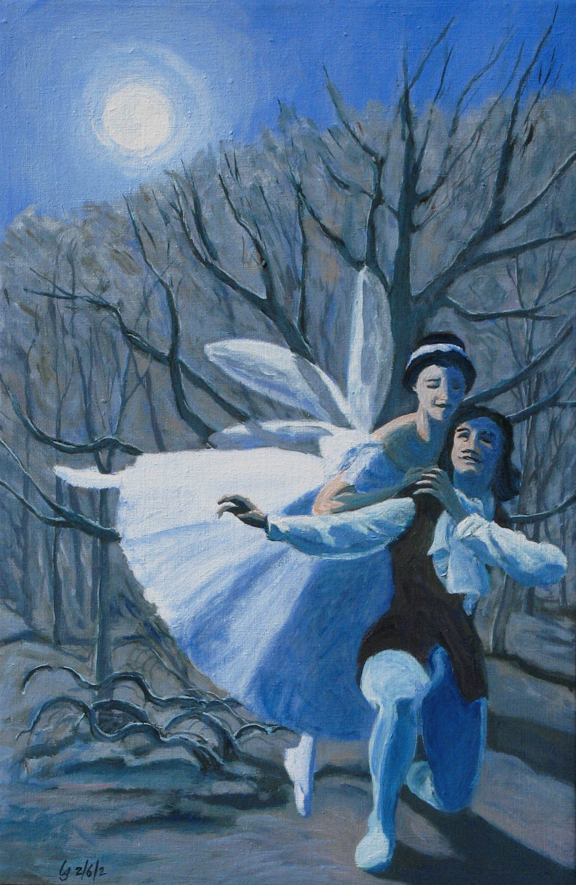 1140x1752 Nijinsky And Karsavina Dancing Giselle Male Figures Art - Giselle Painting