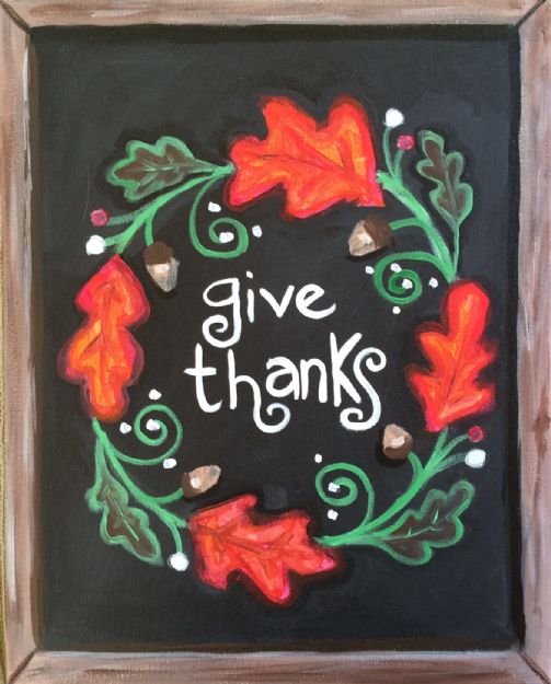 503x625 Give Thanks Wreath Canceled Social Drinking Amp Painting - Give Thanks Painting