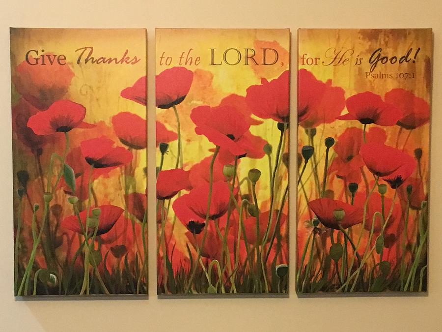 900x675 Let Us Give Thanks Triptych Example Digital Art By Elana Brownfield - Give Thanks Painting