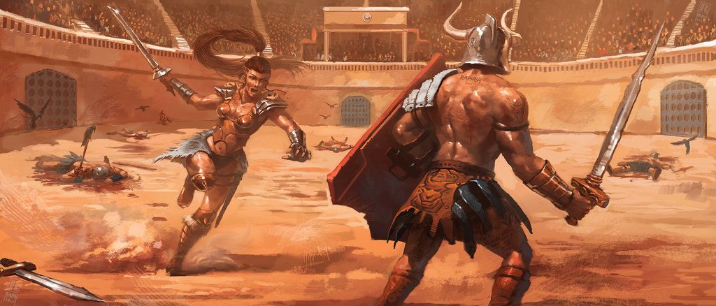 1024x438 Gladiatrix By Raph04art Digital Art Drawings Amp Paintings - Gladiator Painting