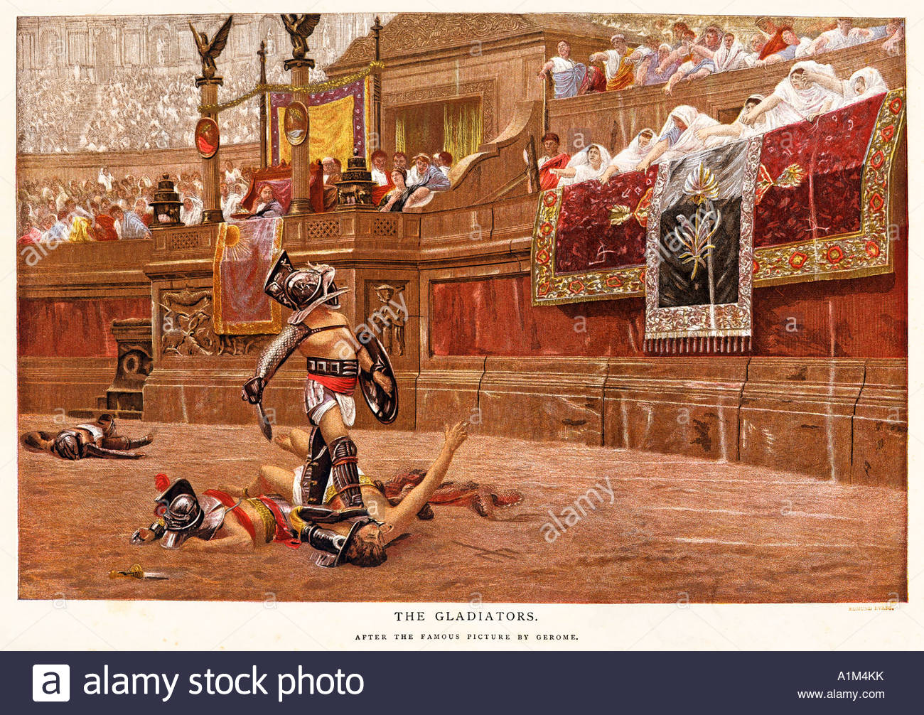 1300x1006 The Gladiators Victorian Engraving Of The 1872 Painting By Jean - Gladiator Painting