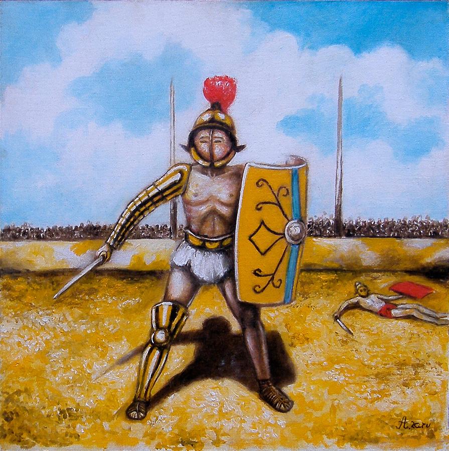 895x900 Gladiator Painting By Rudolf Zamazal - Gladiator Painting