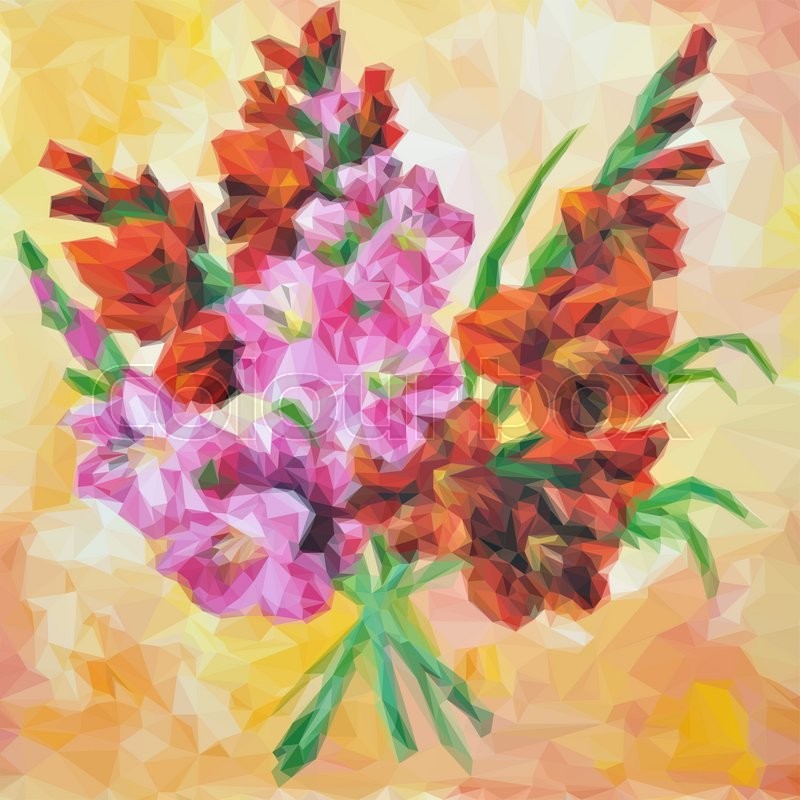800x800 Gladiolus Flowers, Stylized Picture Oil Painting. Vector Stock - Gladiolus Flower Painting