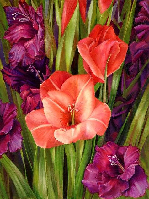 475x633 Gladiolus Painted In Oil - Gladiolus Flower Painting