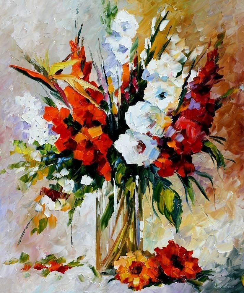 826x991 Leonid Afremov, Oil On Canvas, Palette Knife, Buy Original - Gladiolus Flower Painting