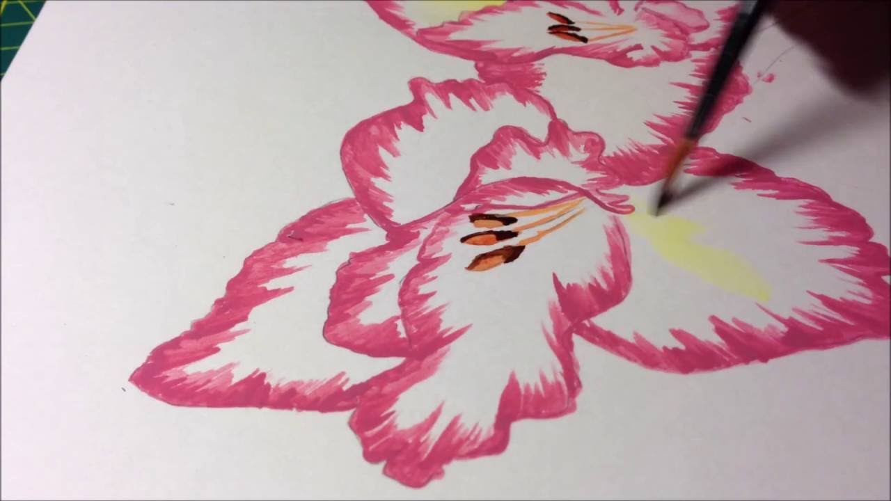1280x720 Flower Painting Gladiolus - Gladiolus Flower Painting