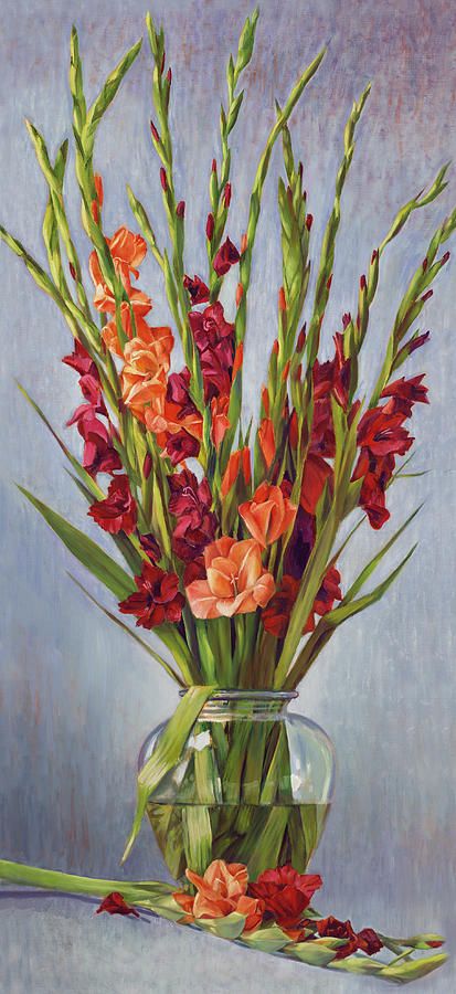 413x900 Watercolor Painting Of Gladiola Reigning Gladiolus Painting - Gladiolus Painting