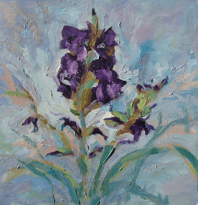 690x715 Gladiolus 5 By Artist Animesh Roy Impressionism, Painting - Gladiolus Painting