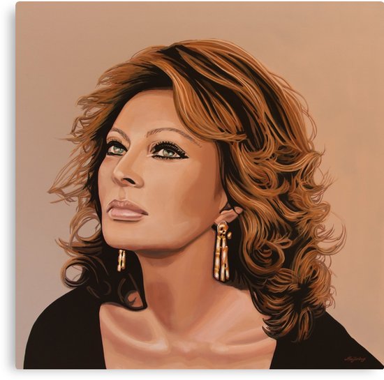 550x545 Sophia Loren Glamour Painting Canvas Prints By Paulmeijering - Glamour Painting