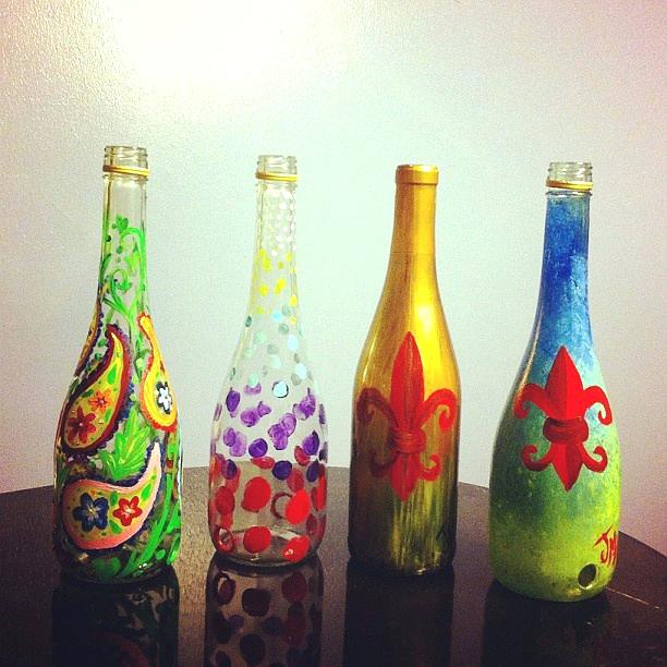 612x612 Glass Bottle Painting Hand Painted Glass Bottles Glass Bottle - Glass Bottle Painting