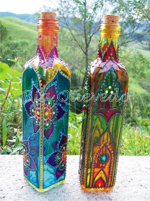 500x669 Glass Paint Crafts Glass Paint, Glass And Bottle - Glass Bottle Painting
