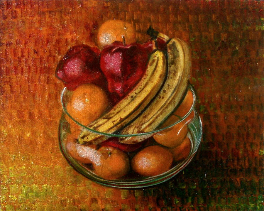 900x719 Glass Bowl Of Fruit Painting By Sean Connolly - Glass Bowl Painting