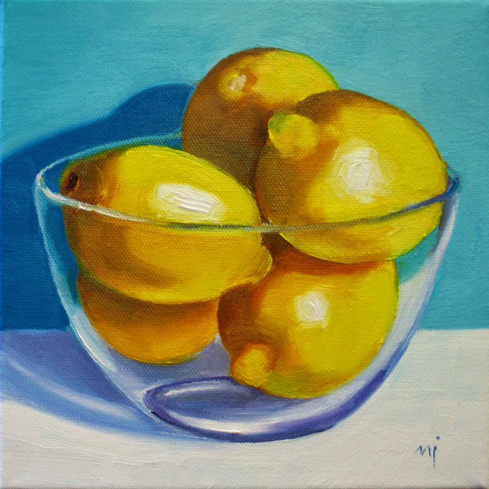 1600x1600 Nel's Everyday Painting Lemons In Glass Bowl - Glass Bowl Painting