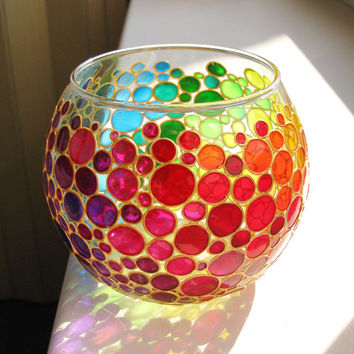 354x354 Shop Hand Painted Glass Candle Holders On Wanelo - Glass Bowl Painting