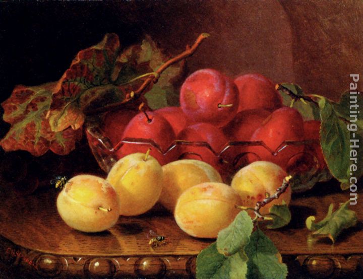720x554 Eloise Harriet Stannard Plums On A Table In A Glass Bowl Painting - Glass Bowl Painting