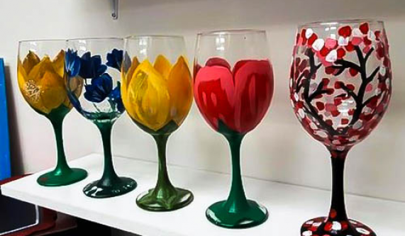 571x333 Wine Glass Painting - Glass Painting