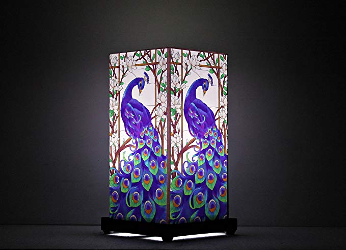 679x490 Buy Peacock Glass Painting Prints Table Lamp Online - Glass Painting