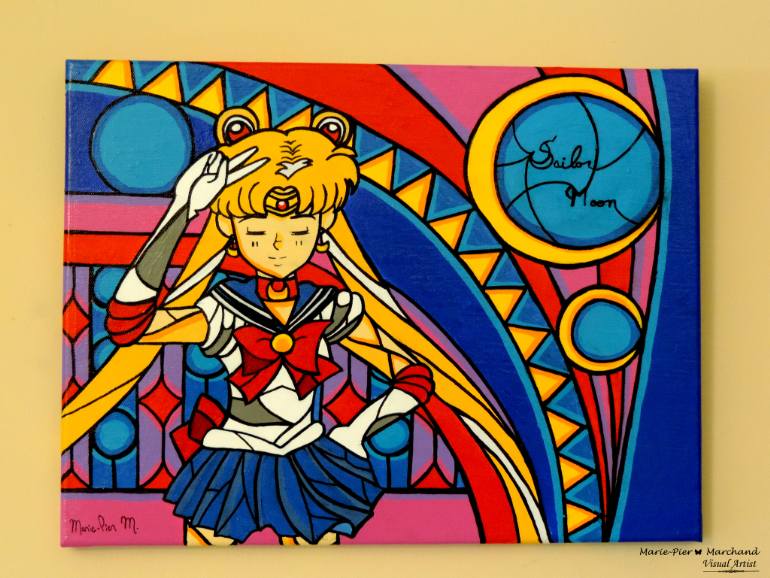 770x578 Saatchi Art Sailor Moon Stained Glass Painting By Marie Pier Marchand - Glass Painting Art