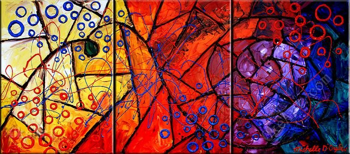 700x308 Stained Glass Sea Oil Painting On Canvas Natural Wall Panel 3 - Glass Painting Art