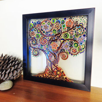 354x354 Tree Of Life Art Glass Painting Painted From Cozyhome1 On Etsy - Glass Painting Art
