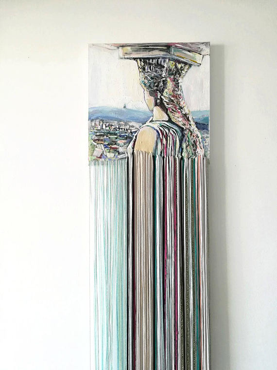 570x760 Modern Painting Eclectic Living Room Glitch Art Fiber Art - Glitch Art Painting