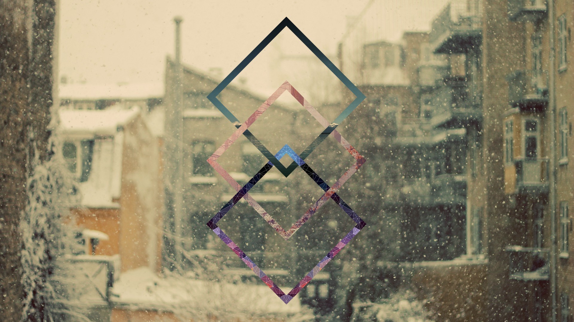 1920x1080 Wallpaper Painting, Window, Snow, Winter, Wall, Glitch Art, Art - Glitch Art Painting