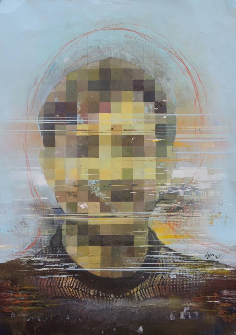 770x1092 Saatchi Art Glitch Portrait I. Painting By - Glitch Painting