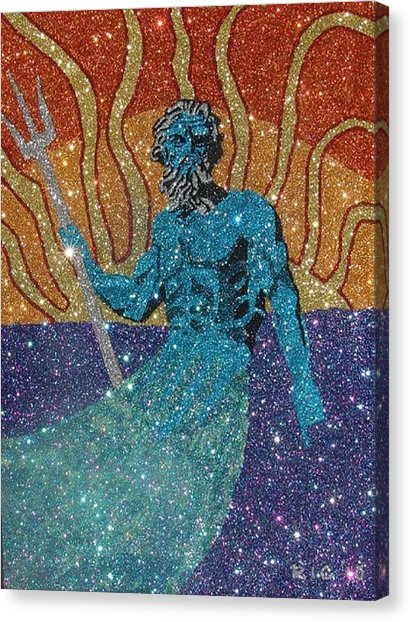 410x622 Glitter Art Poseidon Painting By Richard Ian Cohen - Glitter Painting On Canvas
