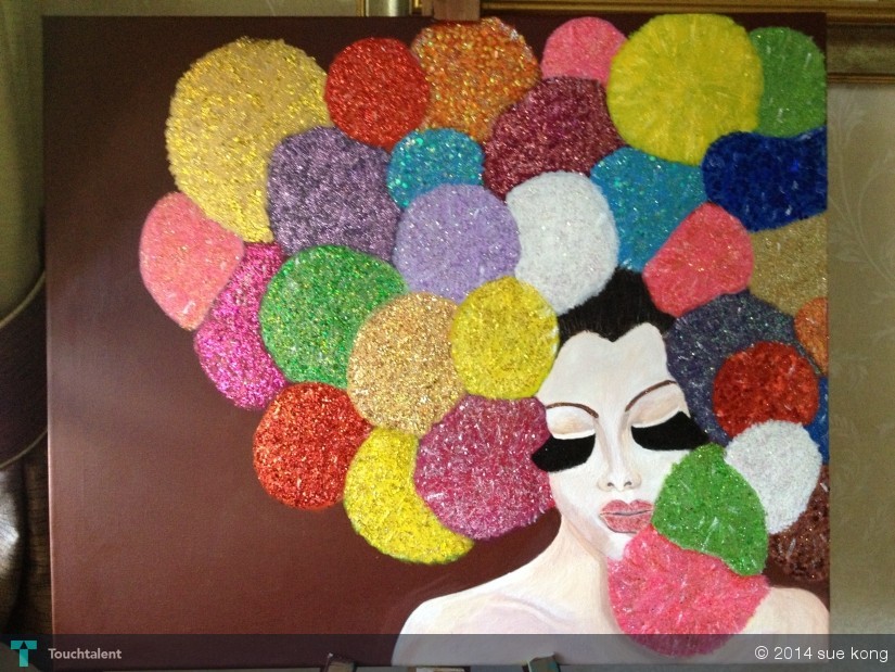 825x619 My Colourful Afro ,with Acrylic Amp Glitter On Canvas - Glitter Painting On Canvas