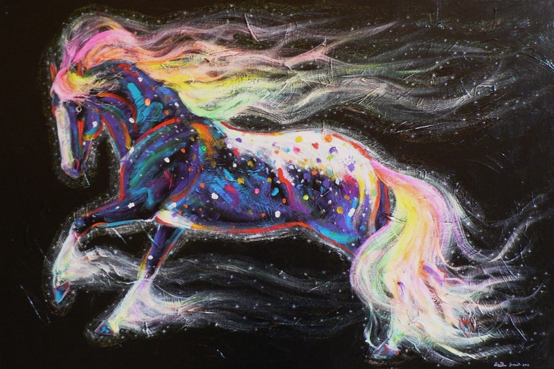 800x533 Painted Ponies Series - Glitter Painting On Canvas