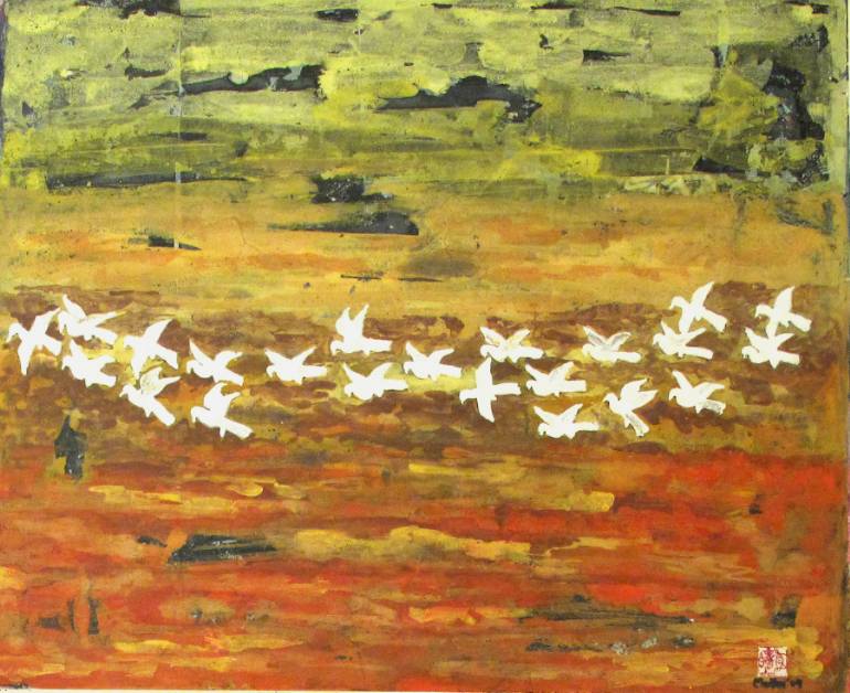 770x628 Saatchi Art Flying Global Painting By Madhu Jain - Global Painting