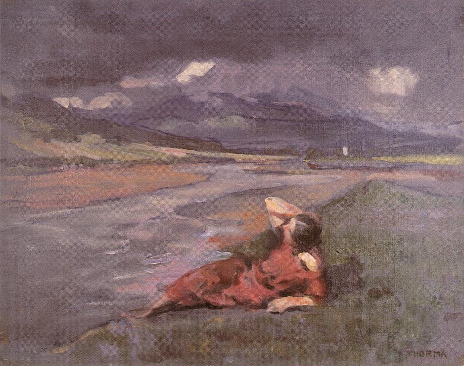 918x724 In Gloomy Wheather 1920s Painting Janos Thorma Oil Paintings - Gloomy Painting