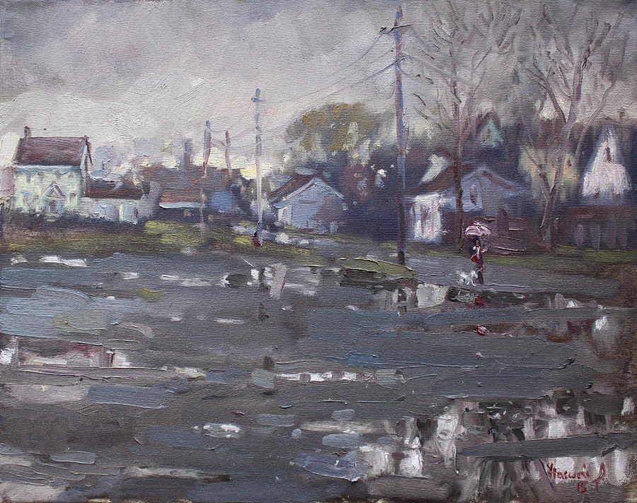 900x712 Gloomy And Rainy Day By Hyde Park Painting By Ylli Haruni - Gloomy Painting