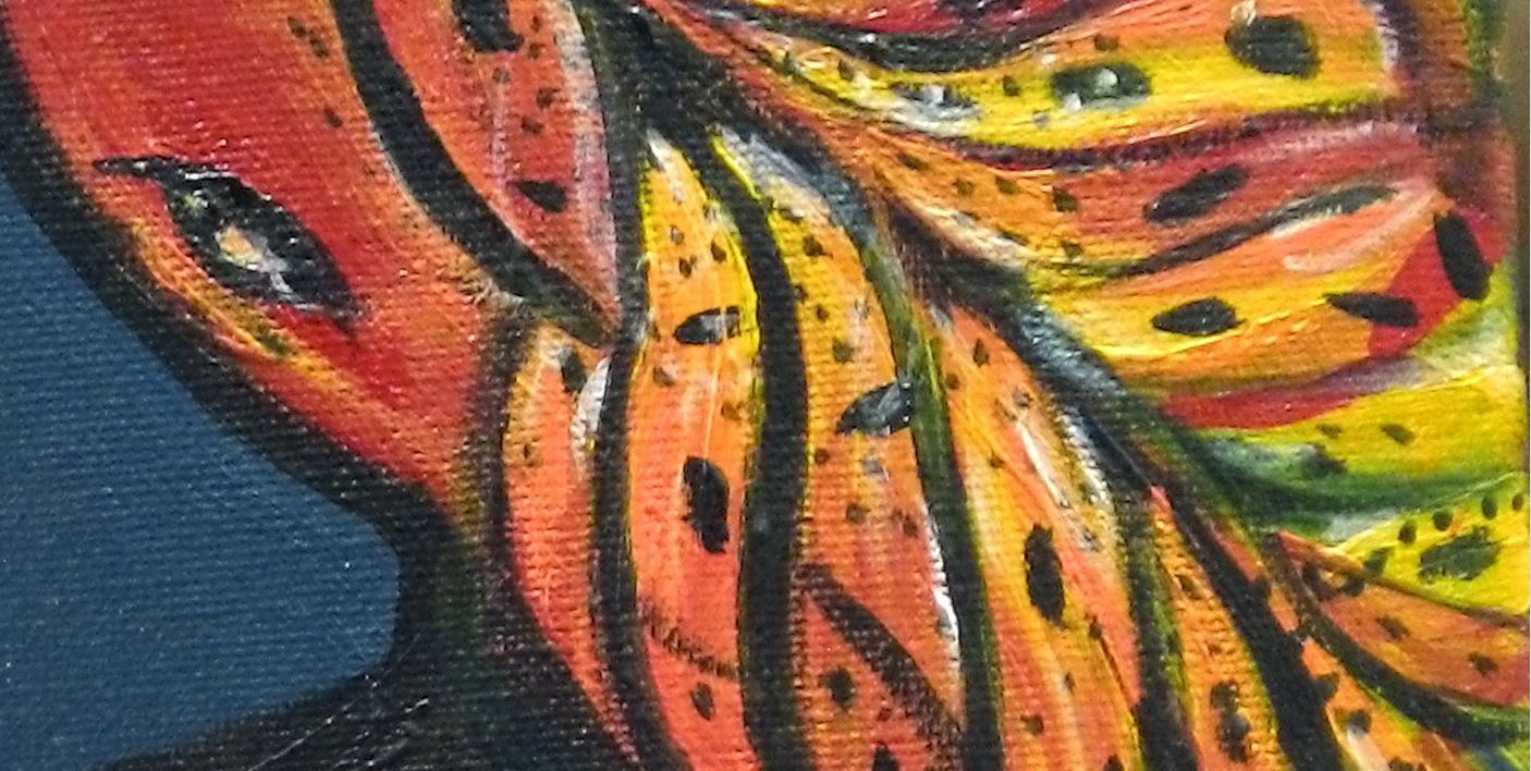 1406x708 Rainbow Glossy Fish Acrylic Painting On Canvas By Gita - Glossy Painting