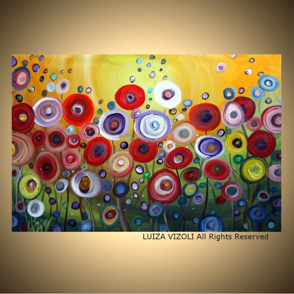 600x600 Vubrant Floral Glossy Canvas Prints For Sale, Large Garden Flowers - Glossy Painting
