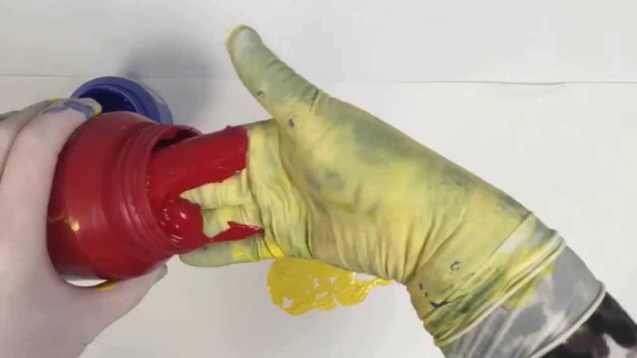 1280x720 Latex With Paint [[Asmr]] - Glove Painting