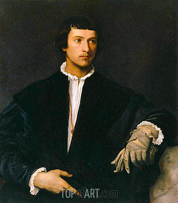 351x400 The Man With A Glove Titian Painting 9475 Topofart - Glove Painting