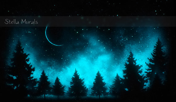 570x331 Glow In The Dark Paint Night Sky Ceiling - Glow In The Dark Tree Painting