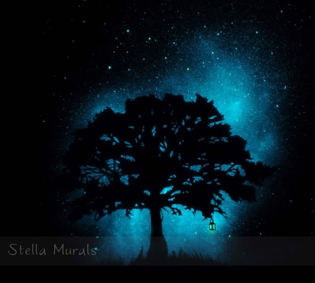 1024x920 Glow In The Dark Star Murals Turn Your Room Into Cosmic - Glow In The Dark Tree Painting