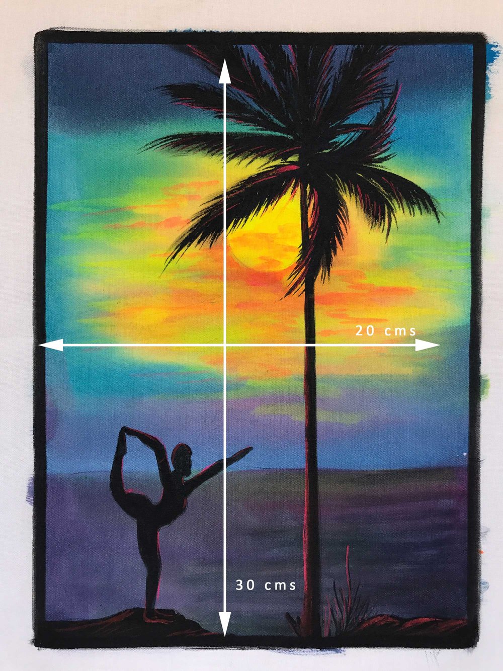 1000x1334 Buy Uv Glow Painting Yoga Sunset, Online India Atrangi - Glow Painting