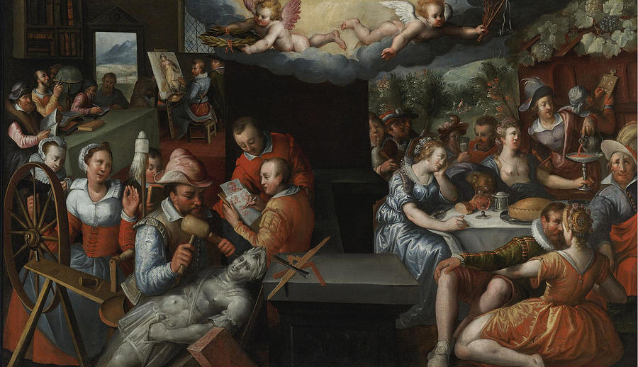 900x518 The Glorification Art And Diligence And The Punishment - Gluttony Painting