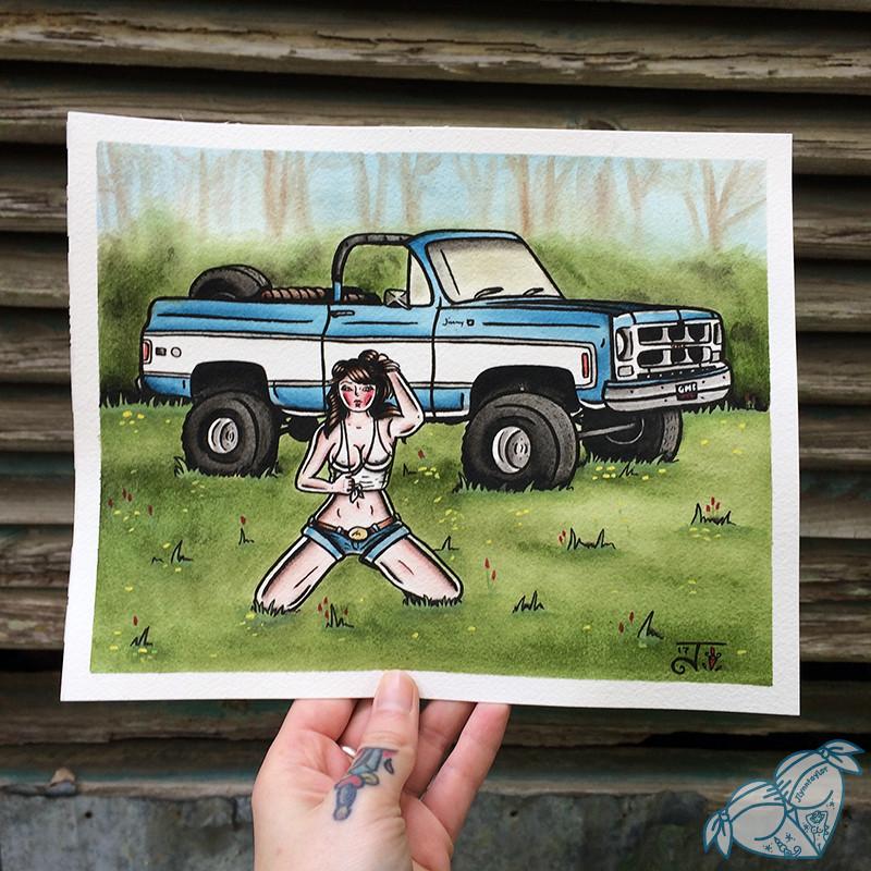 800x800 Original Gmc Jimmy Pinup Painting Jlynntaylor - Gmc Painting