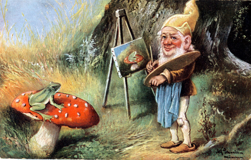 1024x655 German American Novelty Art Series Gnome Painting Postcard - Gnome Painting