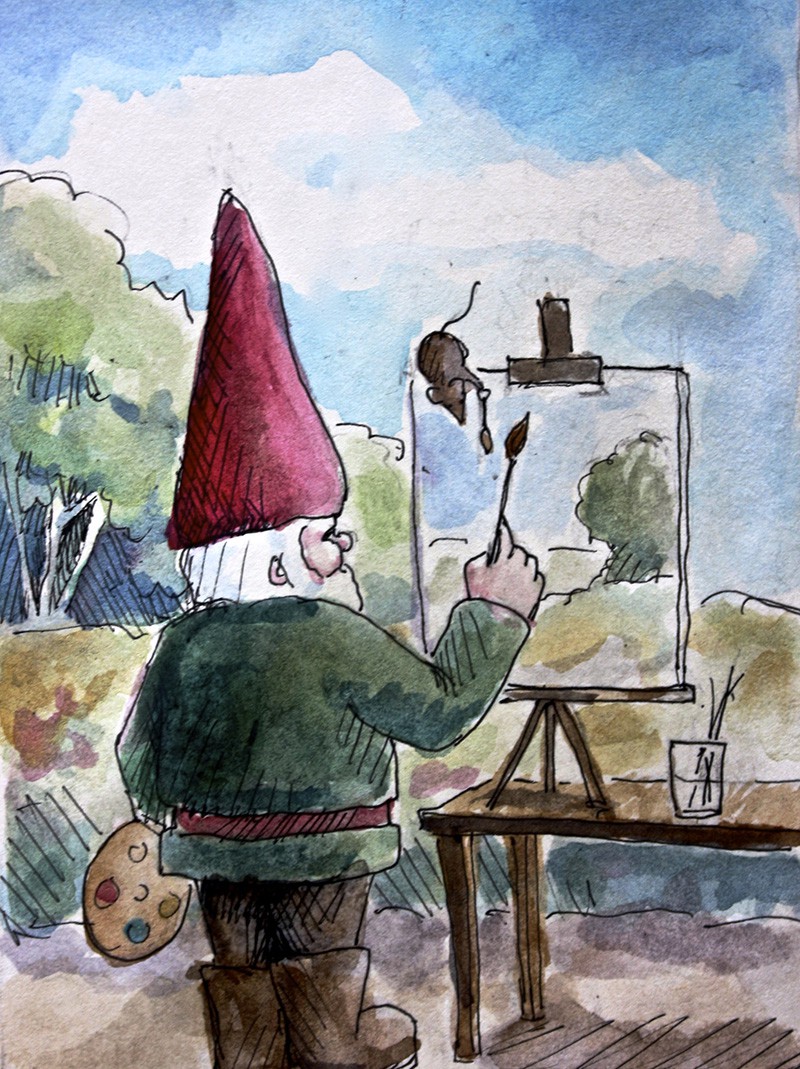800x1069 Painting Gnome Greeting Card - Gnome Painting
