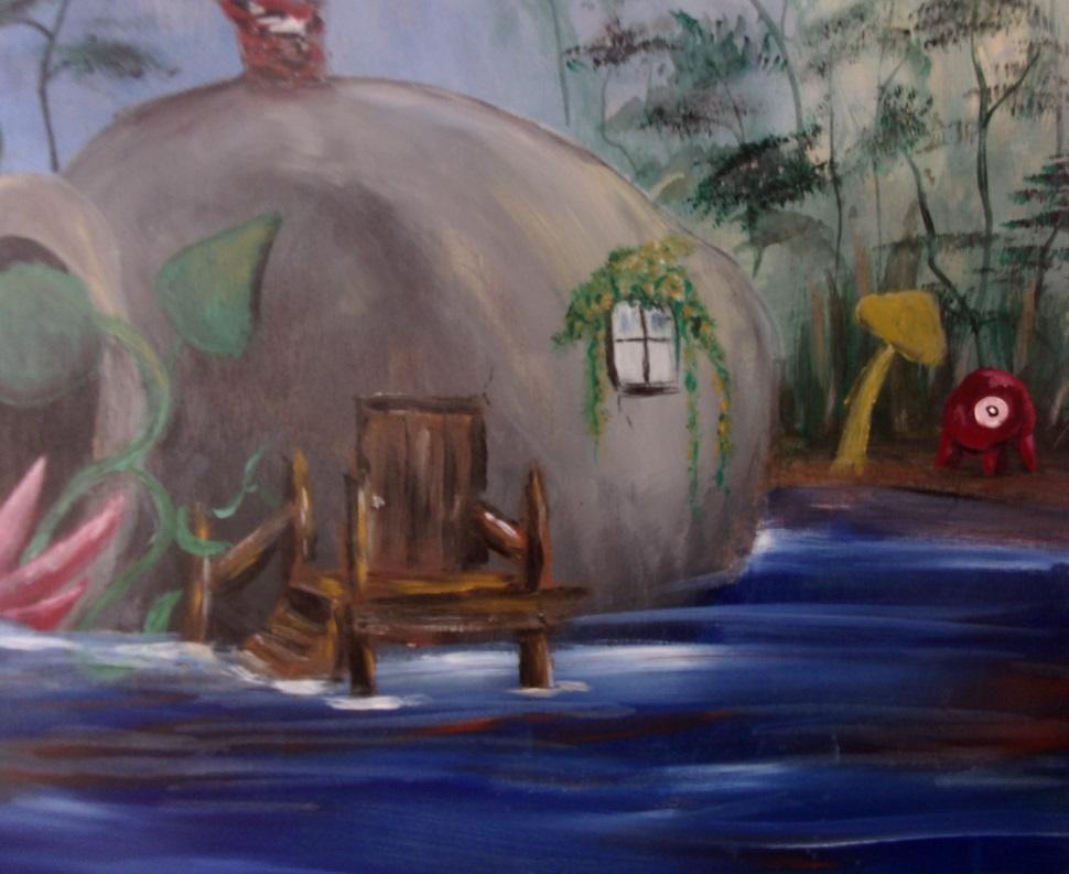 970x793 Adventure Gnome Fantasy World Surreal Landscape Original Painting - Gnome Painting