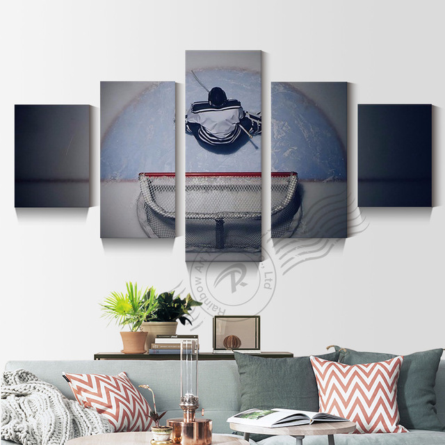 640x640 5 Piece Hockey Goalie Oil Painting Ice Hockey Goalkeeper Canvas - Goalie Painting
