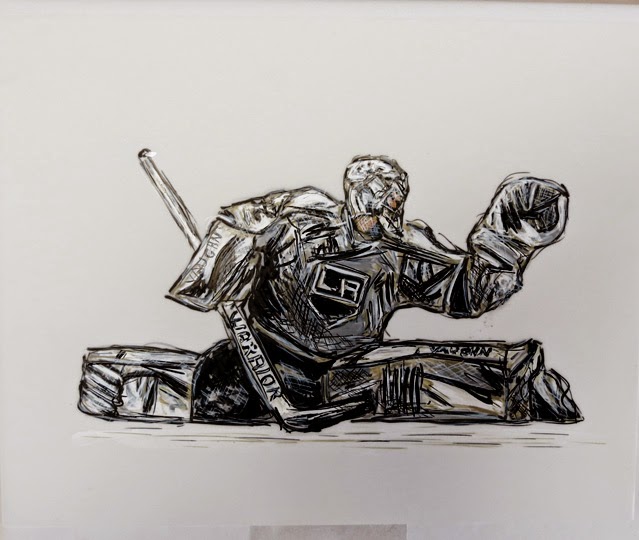 639x540 Hockey Painting Of La Kings Goalie Jonathan Quick - Goalie Painting