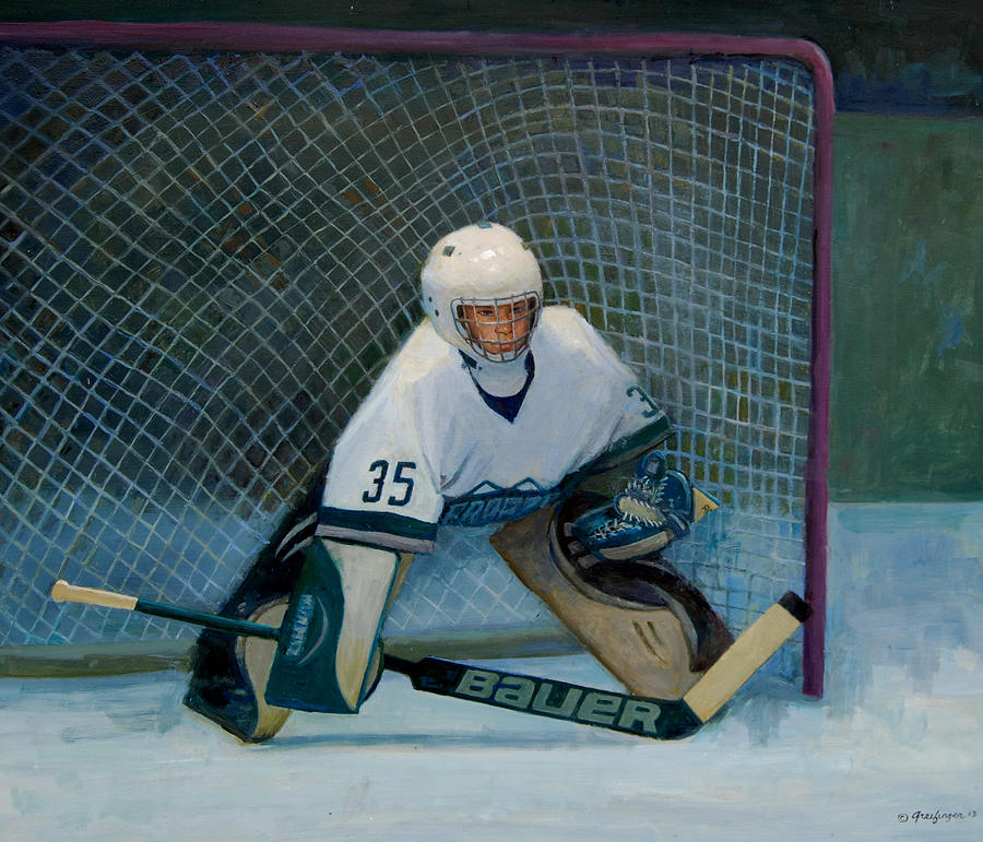 900x771 The Goalie Painting By Mel Greifinger - Goalie Painting