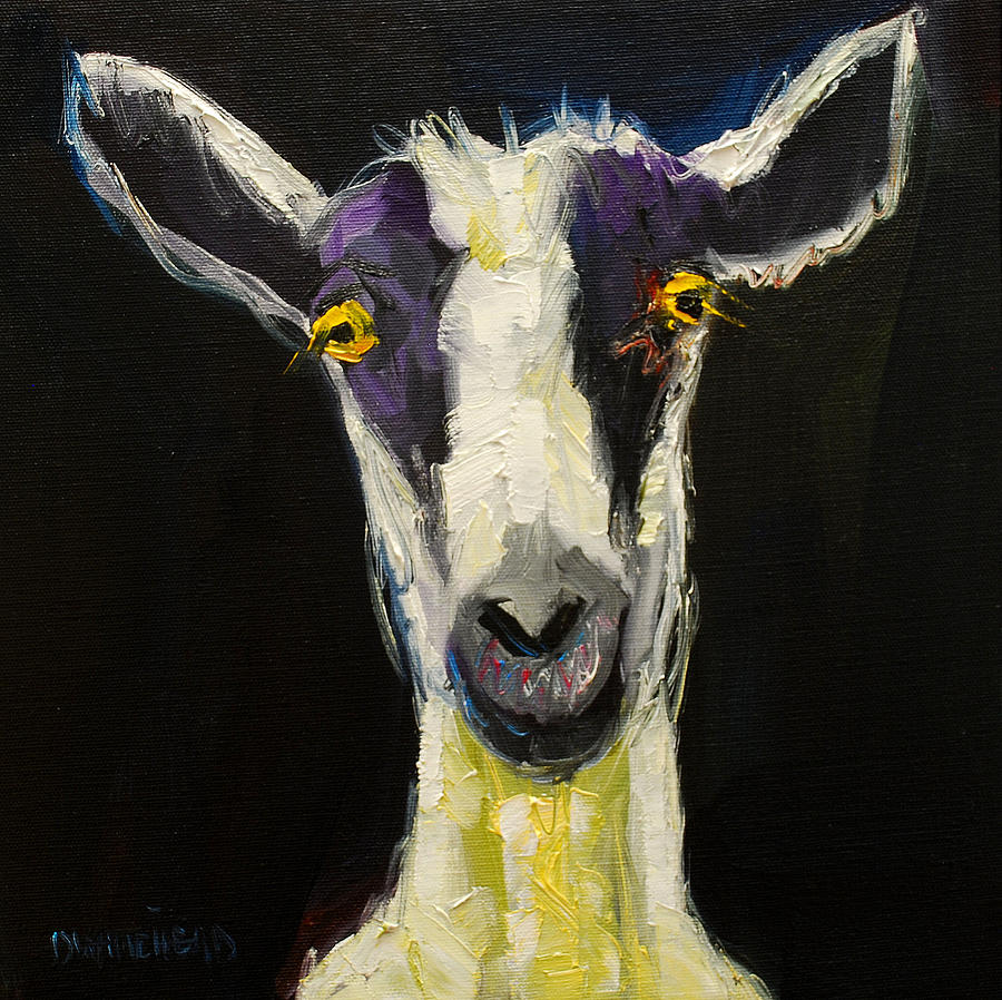900x898 Goat Gloat Painting By Diane Whitehead - Goat Painting